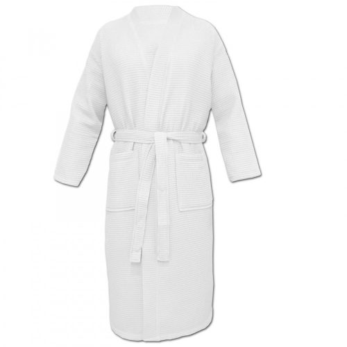 Unisex Waffle Pique Bathrobe Homelevel, L, Λευκό, Οργανικό βαμβάκι, 54916.02.3