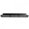 Patch Panel Cat6 με 24 θύρες RJ45 και μπάρα διαχείρισης καλωδίων, Kwmobile, Black, Metal, 44493.01