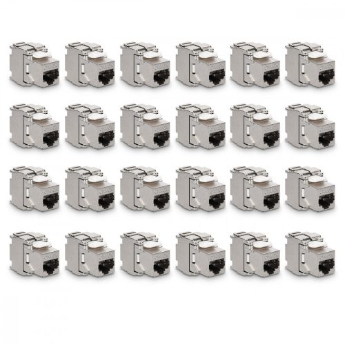 Σετ 24 βυσμάτων 10 Gbit CAT6A για καλώδια Ethernet RJ45, Kwmobile, Silver, Metal, 45358.24