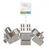 Σετ 1 διπλή πρίζα δικτύου RJ45 10G με 2 βύσματα CAT 6A, Kwmobile, White, Metal, 45360.01