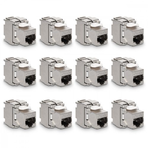 Σετ 12 βυσμάτων 10 Gbit CAT6A για καλώδια Ethernet RJ45, Kwmobile, Silver, Metal, 45358.12