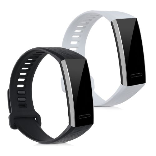 Σετ 2 ιμάντες για Huawei Band 2 / Band 2 Pro, kwmobile, σιλικόνη, μαύρο / λευκό, 43318.48