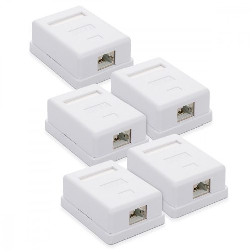 Σετ 5 υποδοχών δικτύου RJ45 για καλώδιο Ethernet CAT6A, Kwmobile, White, Metal, 50059.01.01