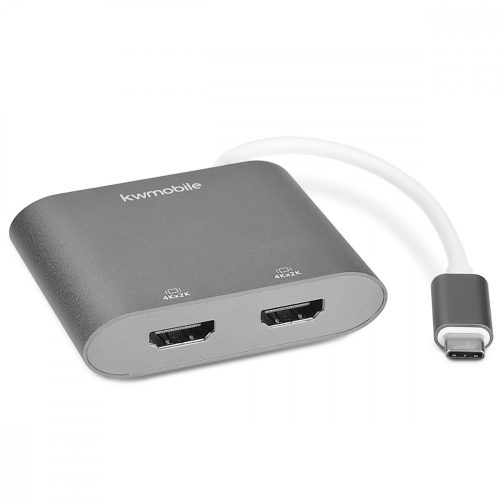 Προσαρμογέας USB-C για διπλό HDMI 4k 30Hz, Kwmobile, Silver, Metal, 50604.01