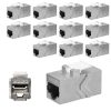 Σετ 12 υποδοχών για καλώδια Ethernet RJ45 και Cat 6A, Kwmobile, Silver, Metal, 52348.01.12