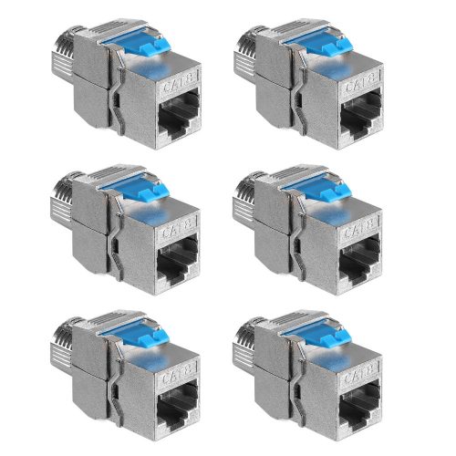 Σετ 6 βυσμάτων 40 Gbit CAT8 για καλώδια Ethernet RJ45, Kwmobile, Silver, Metal, 52517.06