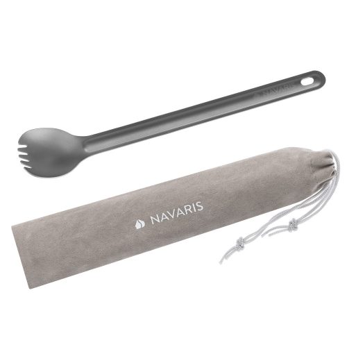 Titanium spork με μακριά λαβή για κάμπινγκ Navaris, 21,5 cm, 52986,01