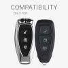 Θήκη κλειδιού αυτοκινήτου για Ford - 3 κουμπιά - Keyless Go, kwmobile, κράμα ψευδαργύρου, ασήμι, 53578,35