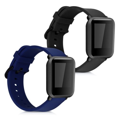 Σετ 2 ιμάντων για Xiaomi Amazfit Bip S / Amazfit Bip S Lite, Σιλικόνη, Μαύρο / Μπλε, 53859.01