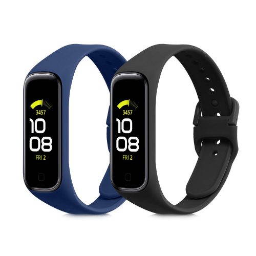 Σετ 2 ιμάντων για Samsung Galaxy Fit 2, kwmobile, Silicone, Blue / Black, 53962.02