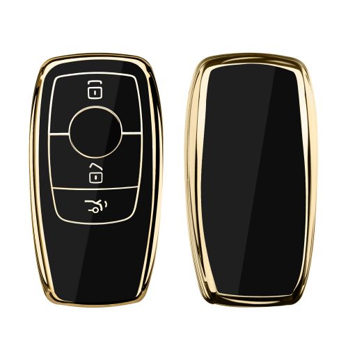 Θήκη κλειδιού αυτοκινήτου για Mercedes Benz - Smart Key, kwmobile, Silicone, Black / Gold, 56003.01