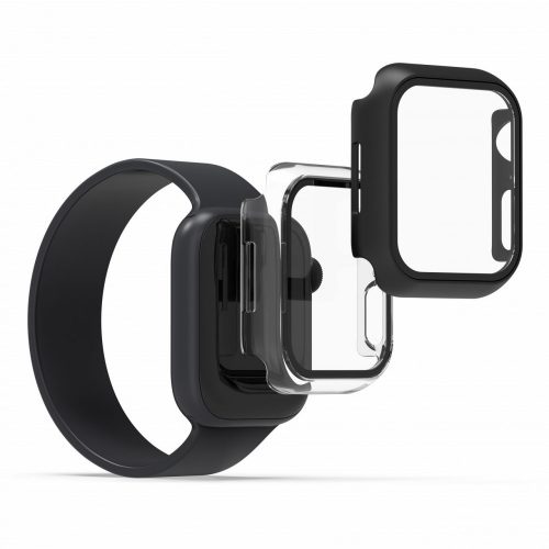 Σετ 2 θηκών για Apple Watch 7 (41mm), kwmobile, Safety glass, Black / Transparent, 56540.01