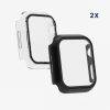 Σετ 2 θηκών για Apple Watch 7 (41mm), kwmobile, Safety glass, Black / Transparent, 56540.01