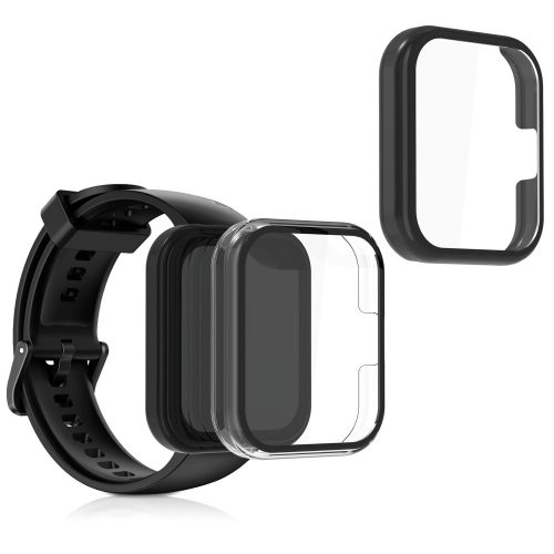 Σετ 2 θηκών για Realme Watch 2 Pro, kwmobile, Safety Glass, Μαύρο / Διαφανές, 57043.01