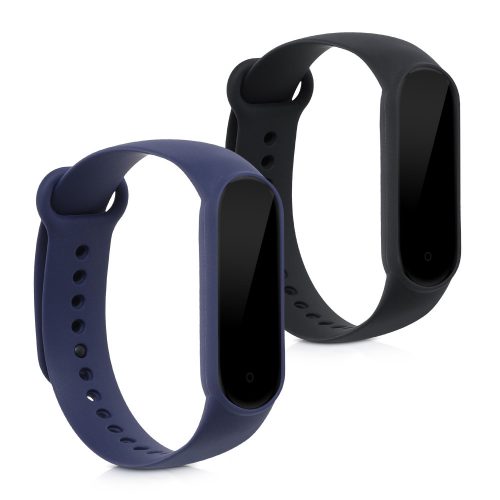 Σετ 2 ιμάντων για Xiaomi Mi Smart Band 6/Mi Band 6/Mi Band 5, Kwmobile, Black/Blue, Silicone, 57428.02