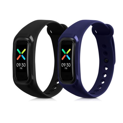 Σετ 2 ιμάντες για Oppo Band Sport, Kwmobile, Μαύρο/Μπλε, Σιλικόνη, 57437.01