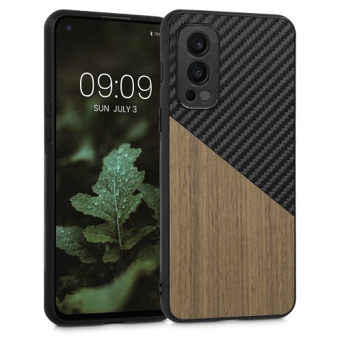 Θήκη Kwmobile για OnePlus Nord 2 5G, Ξύλο, Καφέ/Μαύρο, 57498.01