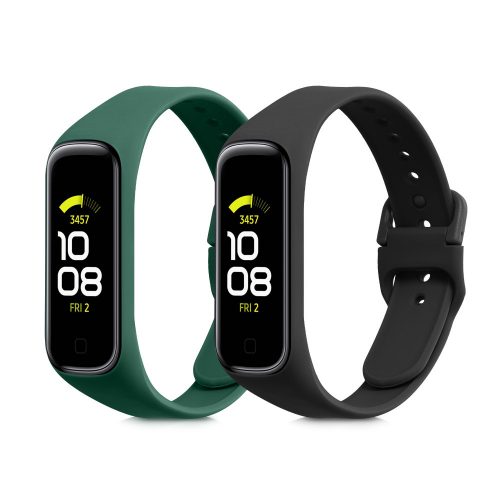 Σετ 2 ιμάντων για Samsung Galaxy Fit 2, Kwmobile, Μαύρο/Πράσινο, Σιλικόνη, 53962.05