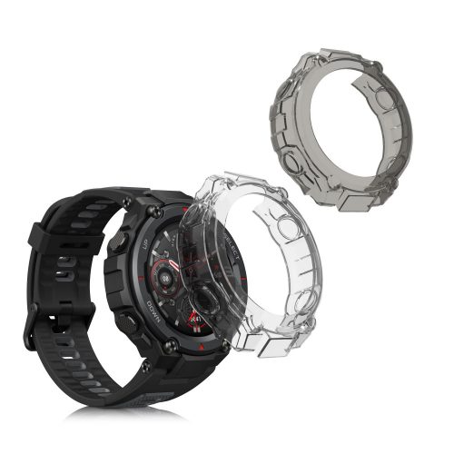 Σετ 2 θηκών για Huami Amazfit T-Rex/Amazfit T-Rex Pro, Kwmobile, Μαύρο/Διαφανές, Σιλικόνη, 58459.02