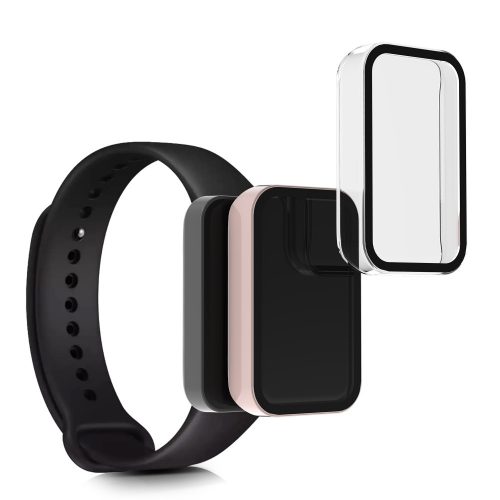 Σετ 2 προστατευτικών μεμβρανών για Xiaomi Redmi Smart Band Pro, Kwmobile, Διαφανές/Ροζ, Γυαλί ασφαλείας, 57424.02