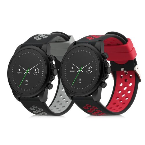 Σετ 2 λουριά για αντρικό Smartwatch Fossil Gen 6, Kwmobile, Πολύχρωμο, Silicon, 58641.01