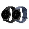 Σετ 2 ιμάντων για Garmin Venu Sq/Venu 2 Plus/Vivomove Sport, Kwmobile, Μαύρο/Μπλε, Σιλικόνη, 58746.01