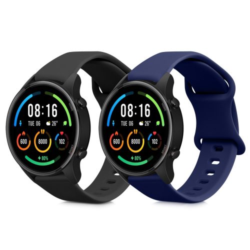 Σετ 2 ιμάντων για Xiaomi Mi Watch/Mi Watch Color Sport, Kwmobile, Μαύρο/Μπλε, Σιλικόνη, 59164.01