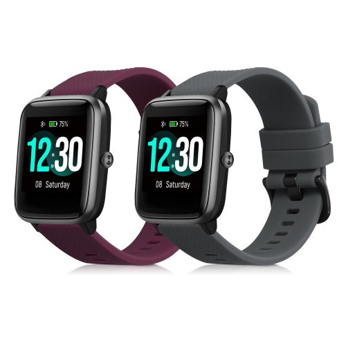 Σετ 2 ιμάντων για Willful Smartwatch/Fitnesstracker, Kwmobile, Grey/Maroon, Silicone, 57791.04