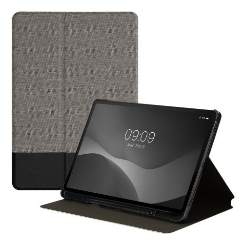 Εξώφυλλο βιβλίου kwmobile για Samsung Galaxy Tab S8/Galaxy Tab S7, Textile, Γκρι/Μαύρο, 60385.25