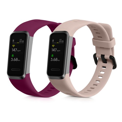 Σετ ιμάντες 2 kwmobile για Huawei Band 4, Silicone, Burgundy/Pink, 59802.05