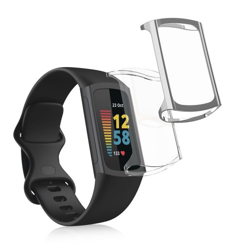 Σετ 2 θηκών Kwmobile για Fitbit Charge 5, Silicone, Transparent/Grey, 56385.04