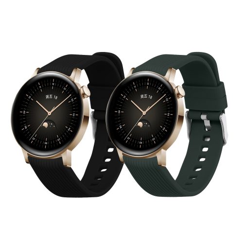 Σετ 2 ιμάντες Kwmobile για Huawei Watch GT 3 Pro (43mm)/Ρολόι GT 3 (42mm), Μπλε/Πράσινο, Σιλικόνη, 57109.07