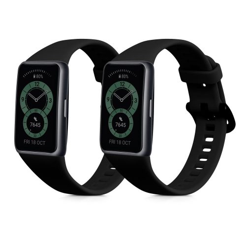 Σετ 2 ιμάντες Kwmobile για Huawei Band 6, Μαύρο, Σιλικόνη, KWM000016VS011C