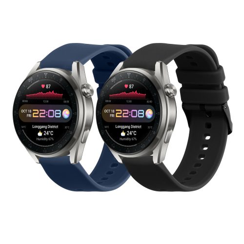 Σετ 2 ιμάντες Kwmobile για Huawei Watch 4/Watch 4 Pro/Watch 3, Μαύρο/Σκούρο Μπλε, Σιλικόνη, KWM000024SW001C