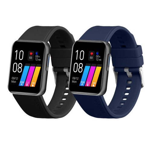 Σετ 2 ιμάντες Kwmobile για GRV SmartWatch, Μαύρο/Σκούρο Μπλε, Σιλικόνη, KWM000024SY001C