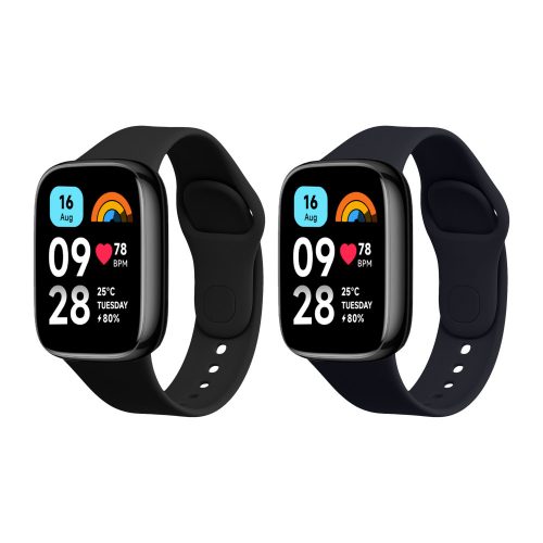 Σετ 2 ιμάντες Kwmobile για Xiaomi Redmi Watch 3 Active, Μαύρο/Σκούρο Μπλε, Σιλικόνη, KWM000024XY001C