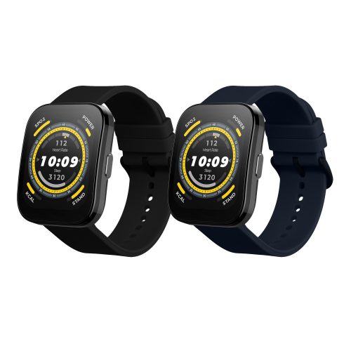 Σετ 2 ιμάντες Kwmobile για Amazfit Bip 5/GTR 4, Μαύρο/Σκούρο Μπλε, Σιλικόνη, KWM000024YT001C