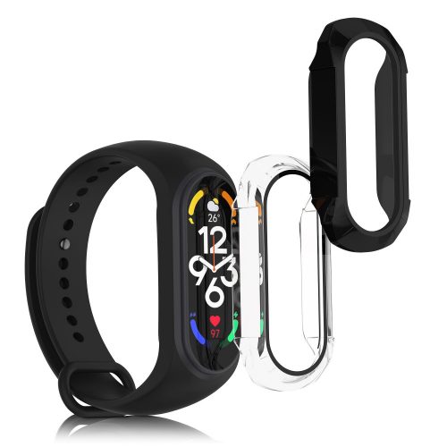 Σετ 2 Πλήρες Καλύμματα Kwmobile για Xiaomi Mi Band 7, Διαφανές/Μαύρο, Πλαστικό, KWM000024ZE002C