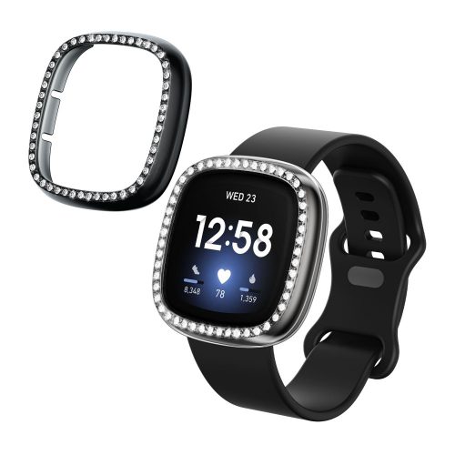 Σετ 2 θηκών Kwmobile για Fitbit Versa 3/Sense, Διαφανές/Μαύρο, Πλαστικό, KWM000024ZI001C