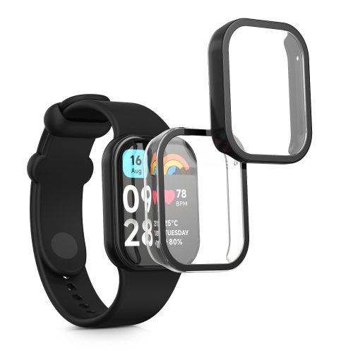 Σετ 2 Πλήρη καλύμματα Kwmobile για Xiaomi Mi Band 8 Pro, Διαφανές/Μαύρο, Πλαστικό, KWM0000250O001C