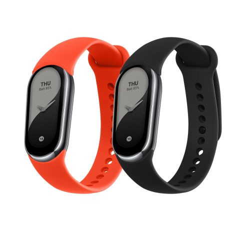 Σετ 2 ιμάντες Kwmobile για Xiaomi Mi Band 8, Μαύρο/Πορτοκαλί, Σιλικόνη, KWM0000194G004C