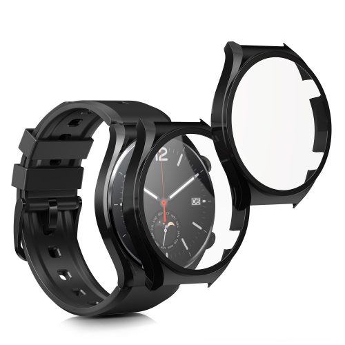 Σετ 2 καλύμματα Kwmobile με τζάμι ασφαλείας για Xiaomi Watch S1, Μαύρο, Πλαστικό, KWM000015ES004C