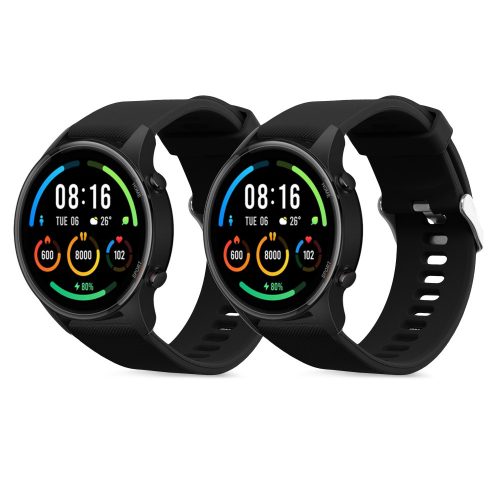 Σετ 2 ιμάντες Kwmobile για Xiaomi Mi Watch/Mi Watch Color Sport, Μαύρο, Σιλικόνη, KWM0000162Q007C