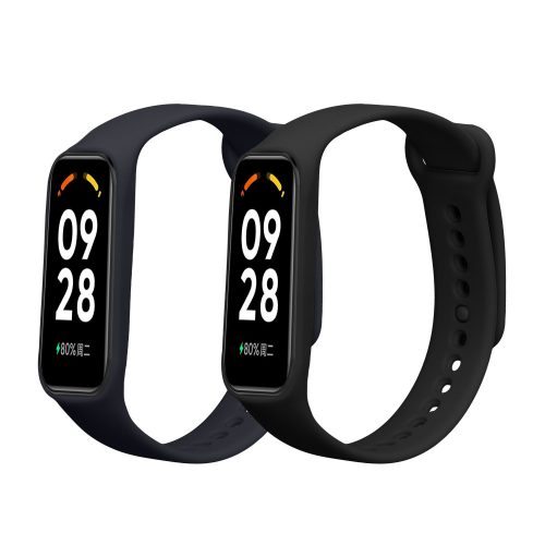 Σετ 2 ιμάντες Kwmobile για Xiaomi Smart Band 8 Active, Μαύρο/Σκούρο Μπλε, Σιλικόνη, KWM0000254C001C