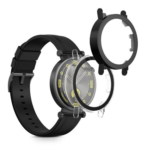 Σετ 2 καλύμματα Kwmobile με τζάμι ασφαλείας για Huawei Watch GT 4 (41mm), Διαφανές/Μαύρο, Πλαστικό, KWM0000254P002C