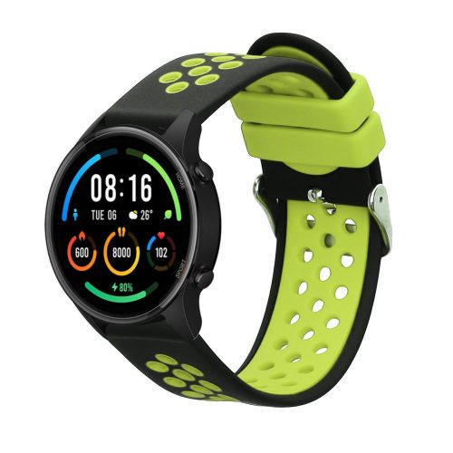 Kwmobile Strap για Xiaomi Mi Watch/Mi Watch Color Sport, Μαύρο/Πράσινο, Σιλικόνη, KWM0000258C002C