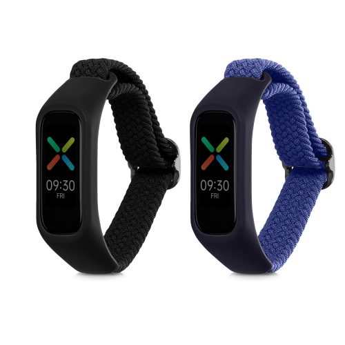 Σετ 2 ιμάντες Kwmobile για OPPO Band Sport, Μαύρο/Μπλε, Nylon, KWM0000173Y005C