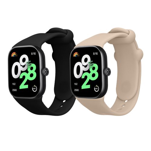 Σετ 2 ιμάντες Kwmobile για Xiaomi Redmi Watch 4, Μαύρο/Μπεζ, Σιλικόνη, KWM000025BA002C