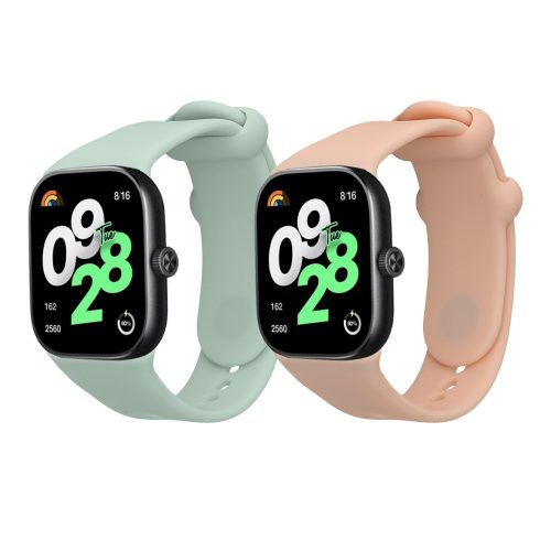 Σετ 2 ιμάντες Kwmobile για Xiaomi Redmi Watch 4, Πράσινο/Ροζ, Σιλικόνη, KWM000025BA003C