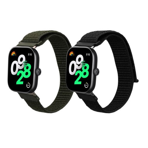 Σετ 2 ιμάντες Kwmobile για Xiaomi Redmi Watch 4 / Band 8 Pro, Μαύρο/Σκούρο Πράσινο, Nylon, KWM000025BE002C